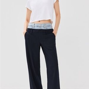 Jonathan Simkhai Navy Pinstripe Wide Leg Pants